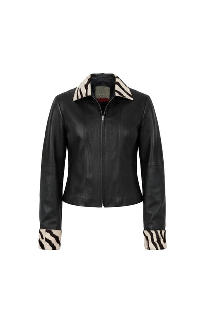 Harper II Leather Jacket Black x Zebra