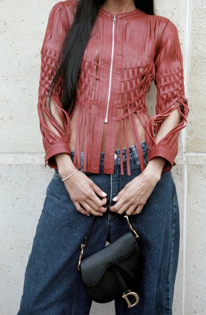 Attalea Leather Jacket Red