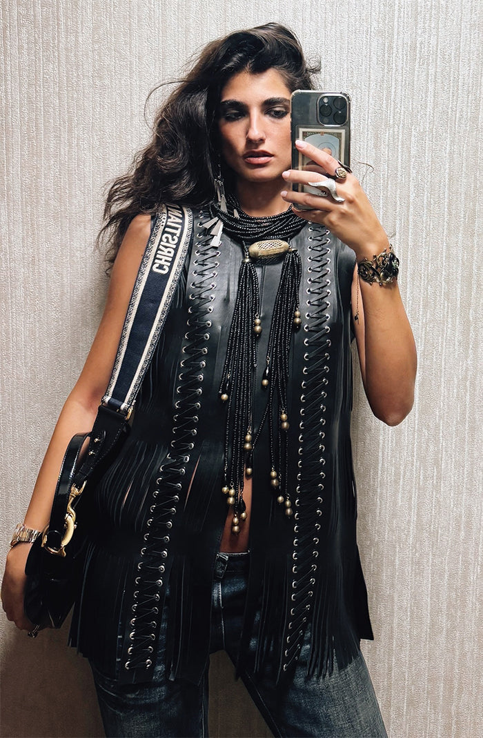 Caniayla Leather Vest Black
