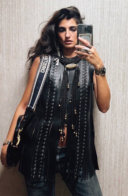 Caniayla Leather Vest Black