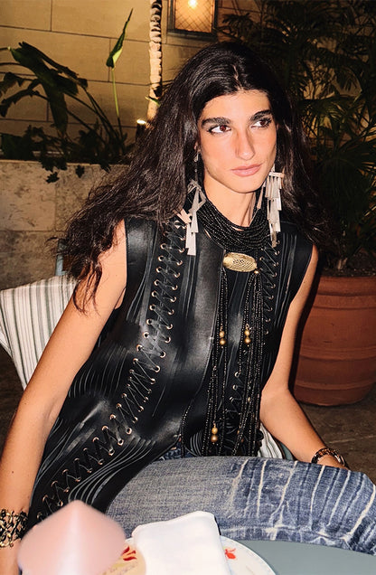 Caniayla Leather Vest Black