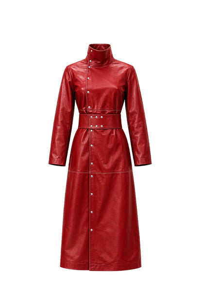 Kevin Leather Coat Red
