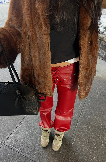 Jason Leather Pants Red