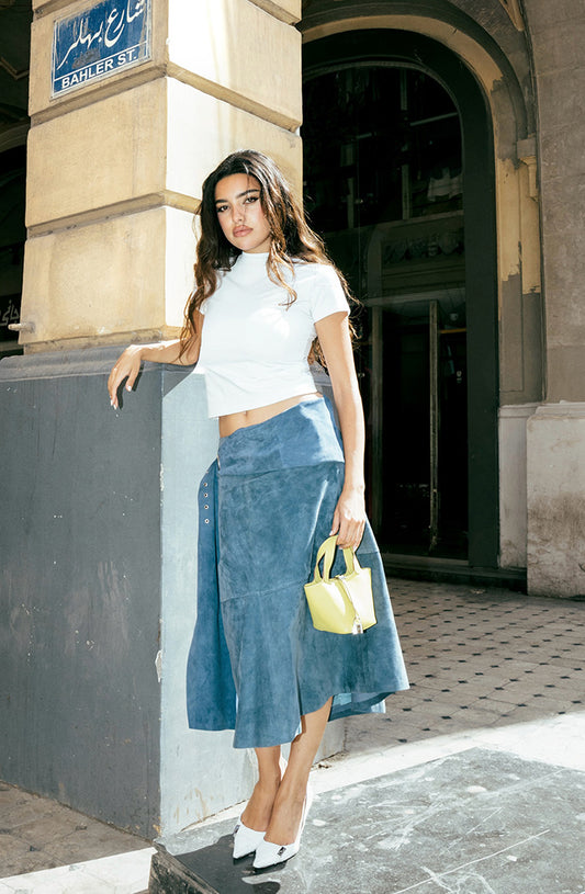 Isabelle Suede Skirt Blue
