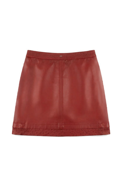Aspen Leather Skirt Red x Red Ostrich - Limited Edition