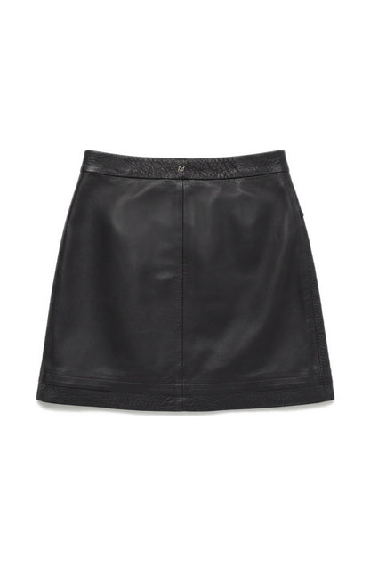 Aspen Leather Skirt Black x Black Ostrich - Limited Edition