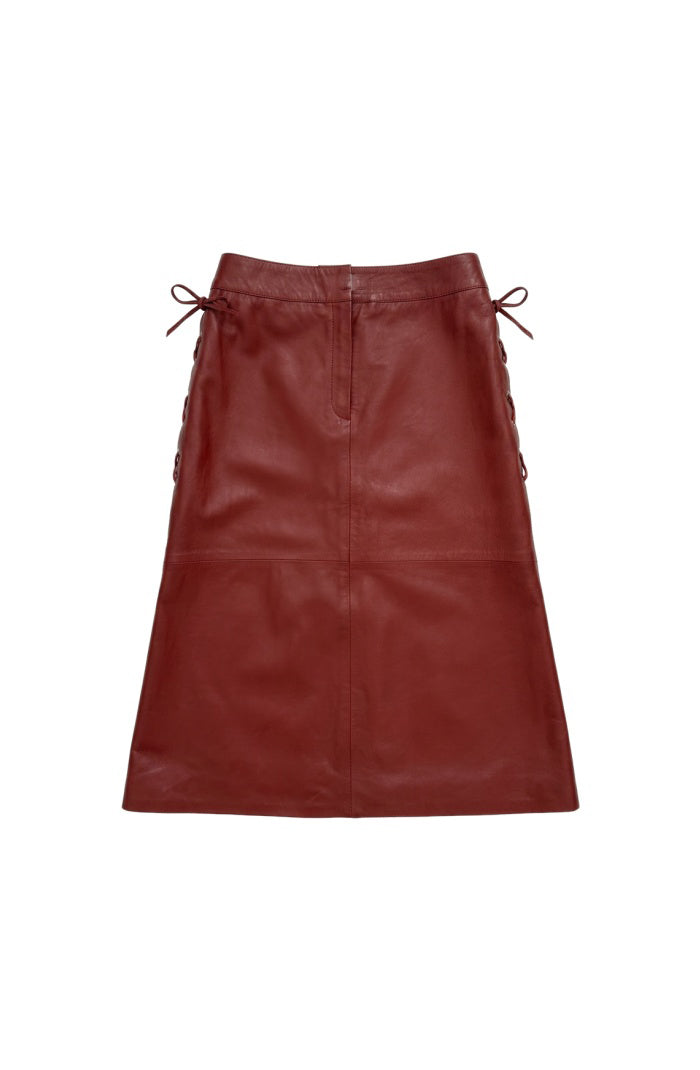 Jason Leather Skirt Red