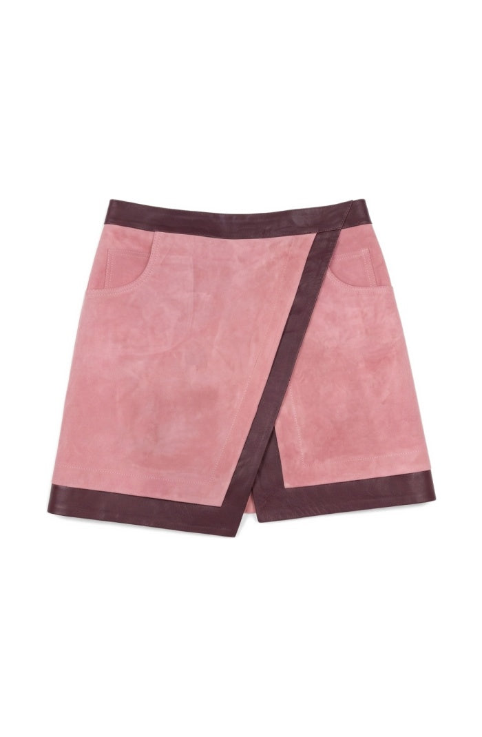 Aspen Suede Skirt Pink x Burgundy