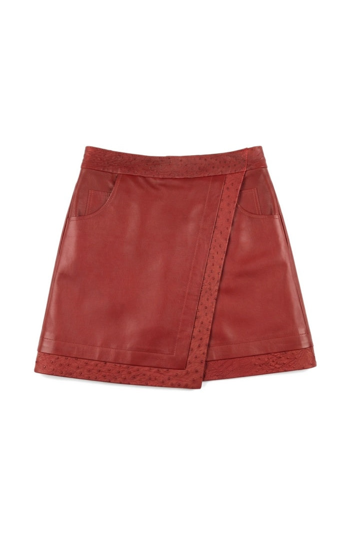Aspen Leather Skirt Red x Red Ostrich - Limited Edition