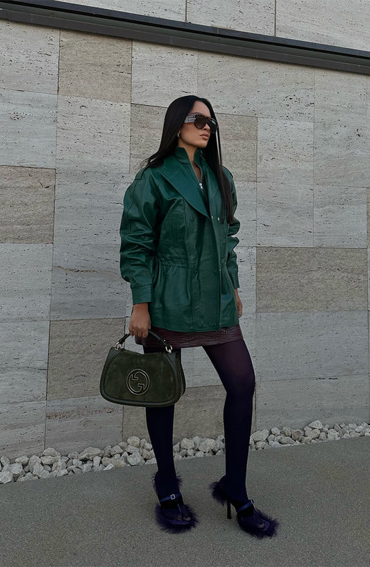 Gavin Leather Jacket Olive