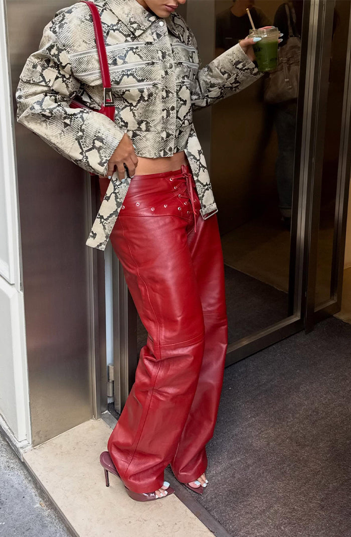 Jason Leather Pants Red