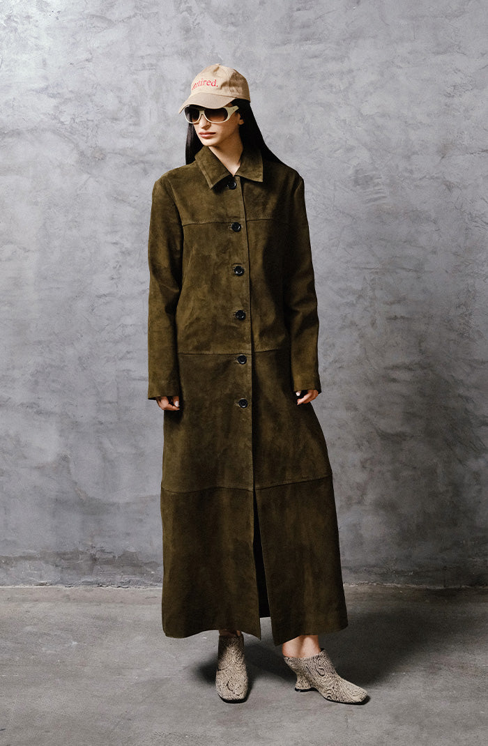 Gemma Suede Coat Olive