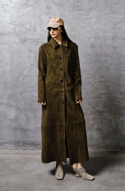 Gemma Suede Coat Olive