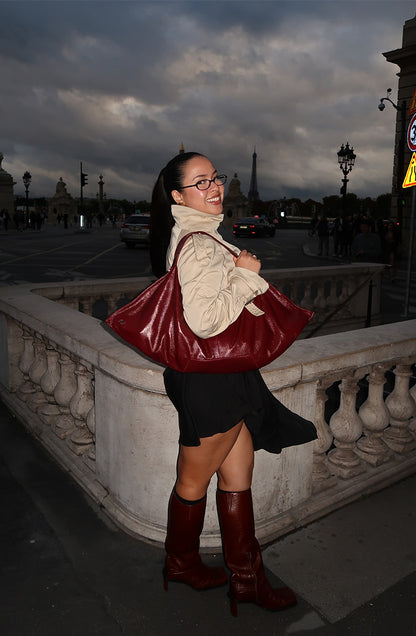 Ophelia Oversized Leather Bag Burgundy